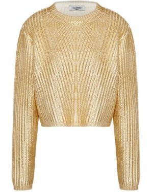 Valentino Long-Sleeved Round-Neck Knitted Pullover - Natural