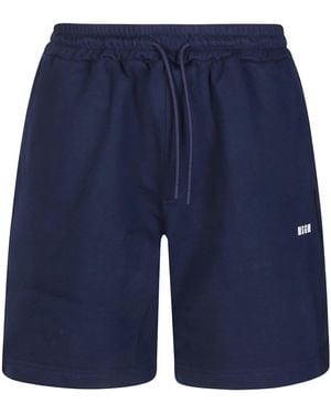 MSGM Logo Printed Drawstring Shorts - Blue