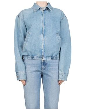 Agolde Nile Zip-Front Elastic-Waist Denim Jacket - Blue