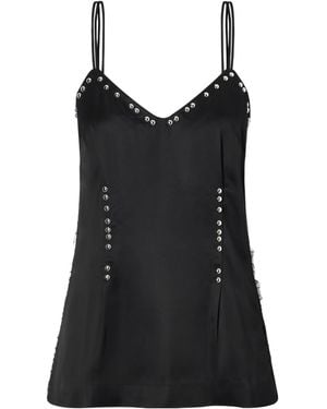 Wales Bonner Iris Studded Frayed Satin Camisole - Black