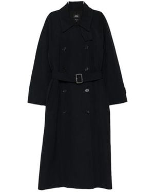 A.P.C. Belted Double-Breasted Trench Coat - Black