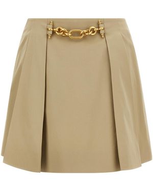 Balmain Pleated Chain Mini Skirt - Natural