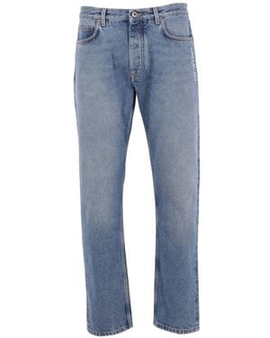 Off-White c/o Virgil Abloh Logo Printed Straight Leg Jeans - Blue
