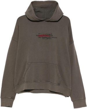 Song For The Mute Embroidered-Logo Pouch-Pocket Hoodie - Grey