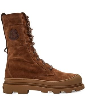 Moncler Vera High Shearling-Trimmed Suede Mid-Calf Boots - Brown