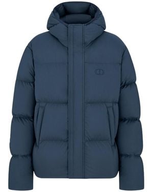 Dior Cd Icon Hooded Quilted Down Jacket - Blue