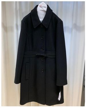 RED Valentino Lapel Logo Coat - Black