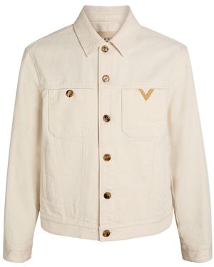 Valentino Logo Denim Jacket - Natural
