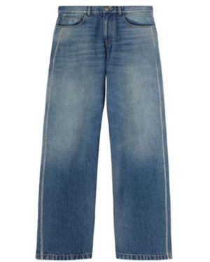 Palm Angels Lasered Curved Logo Jeans - Blue