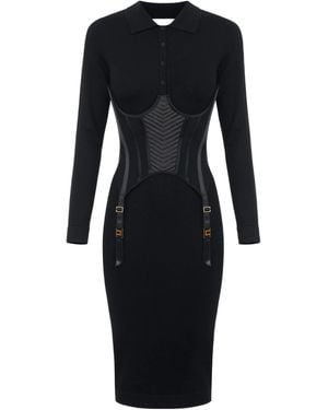 Elisabetta Franchi Knit Bustier Dress - Black
