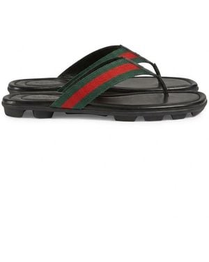 Gucci Thong Sandal With Web - Black
