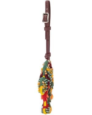 Loewe Fish-Shaped Pendant Made Of Felt, Beads And Cowhide - White
