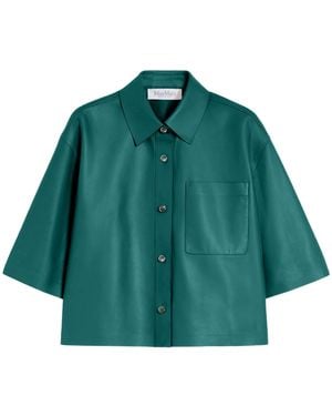 Max Mara Nappa Leather Cropped Jacket - Green