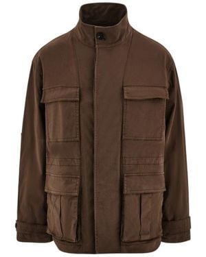 Ferragamo Ferragamo High Neck Concealed Fastened Jacket - Brown