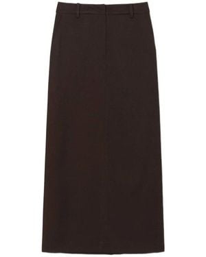 DUNST Pinstripe Column Midi Skirt - Brown