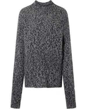KHAITE Seth Oversized Cashmere And Silk-Blend Mélange Turtleneck Sweater - Gray