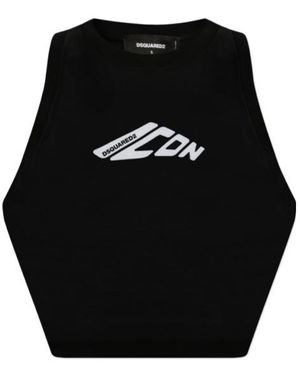 DSquared² Sleeveless Cropped Tank Top - Black