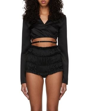 Anna October Iris Waist-Strap Crop Top - Black