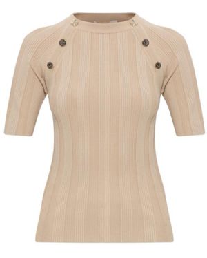 Sportmax Short-Sleeved Knit Top - Natural