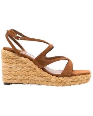 Jimmy Choo Woven Wedge Platform Sandals - Brown