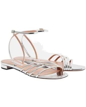 Aquazzura Latour Faux Leather Sandals - Metallic