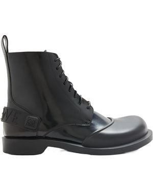 Loewe Campo Round Toe Lace-Up Boots - Black
