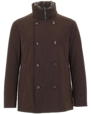 Montecore Double-Breasted High-Neck Jacket - Brown
