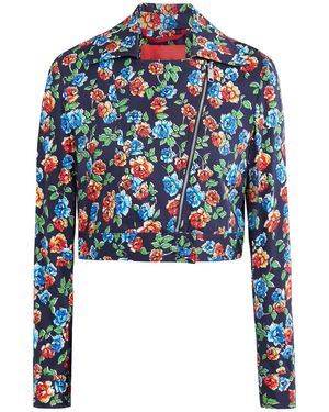 MAX&Co. Floral Print Biker Jacket - Blue