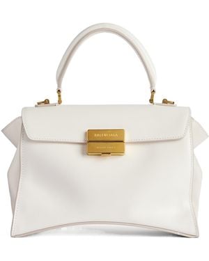 Balenciaga Hourglass Avenue Small Handbag - White