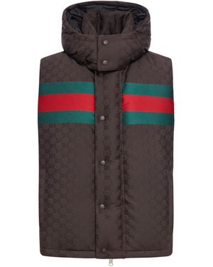 Gucci Gg Printed Padded Gilet - Gray