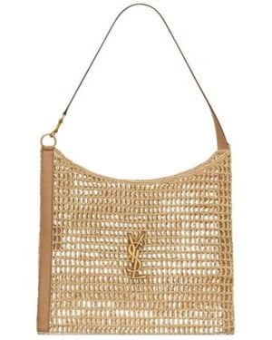 Saint Laurent Oxalis Logo Plaque Shopping Bag - White