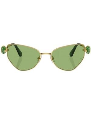 Swarovski Hinged Crystal-Embellished Cat-Eye Sunglasses - Green