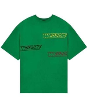 we11done Logo Printed T-Shirt With Round Neck - Green