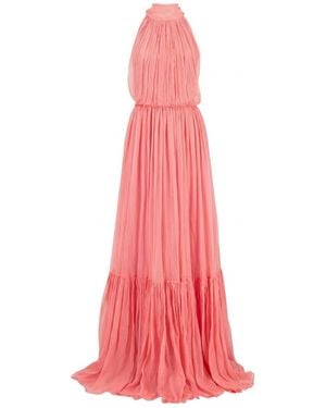 Gucci Halterneck Tiered Maxi Dress - Pink