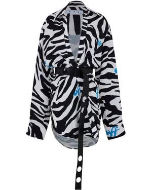 Off-White c/o Virgil Abloh Zebra Shirt Dress - White