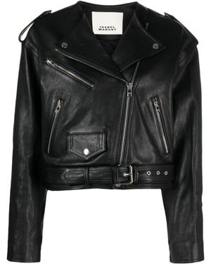 Isabel Marant Cropped Leather Jacket - Black