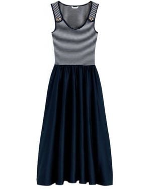 Tommy Hilfiger Tone Button Slim Mixed Midi Dress - Blue