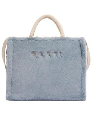 Marni Light Faux Fur Basket Shopper - Blue