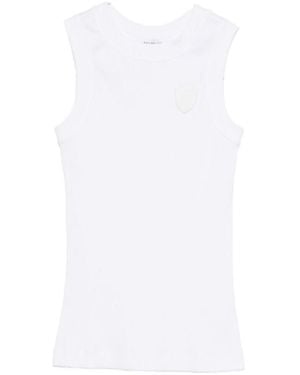 Brunello Cucinelli Logo Patch Ribbed Tank Top - White