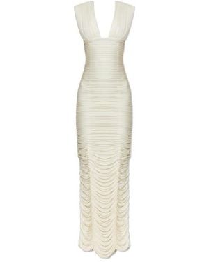 Versace Draped Open-Back Dress - White