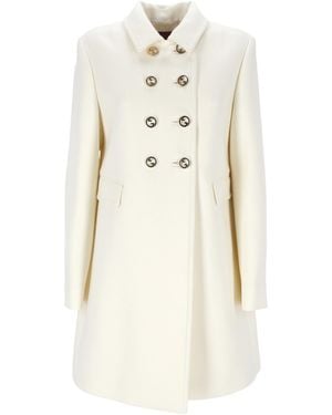 Gucci Collared Button-Up Coat - White