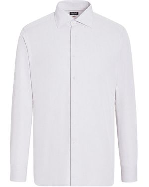 ZEGNA And Dark Micro-Checked Centoventimila Cotton Shirt - White