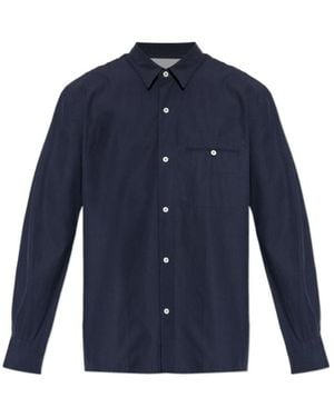 Officine Generale Button-Fastening Chest-Pocket Shirt - Blue