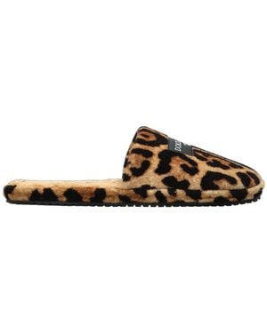 Dolce & Gabbana Logo Patterned Slides - Brown