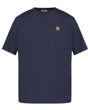 Bally Logo Embroidered Crewneck T-Shirt - Blue