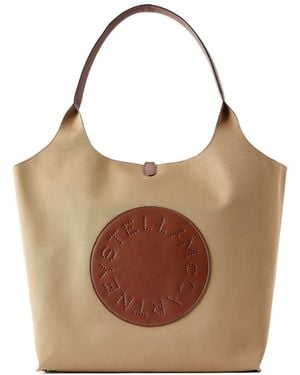 Stella McCartney Logo-Embossed Reversible Vegetarian Leather And Cotton-Twill Tote - Brown