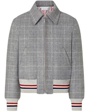 Thom Browne Windowpane Houndstooth Tweed Jacket - Gray