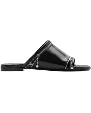 Burberry Decorative-Zip Slip-On Sandals - Black