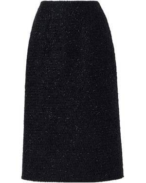 Simone Rocha Shearling-Trimmed Metallic-Tweed Midi Skirt - Blue