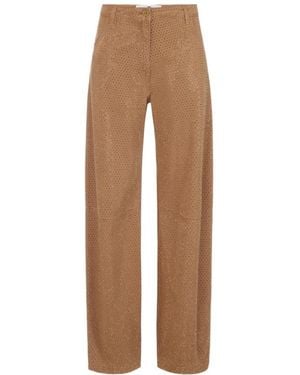 Elisabetta Franchi Balloon Denim Jeans With Rhinestones - Brown
